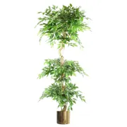 180cm Artificial Twisted Ficus Tree Ball Topiary Gold Planter