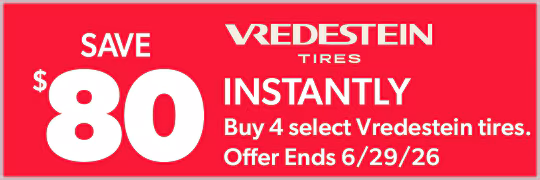 Buy a Set of 4 Select Vredestein Tires, Save $80 Instantly