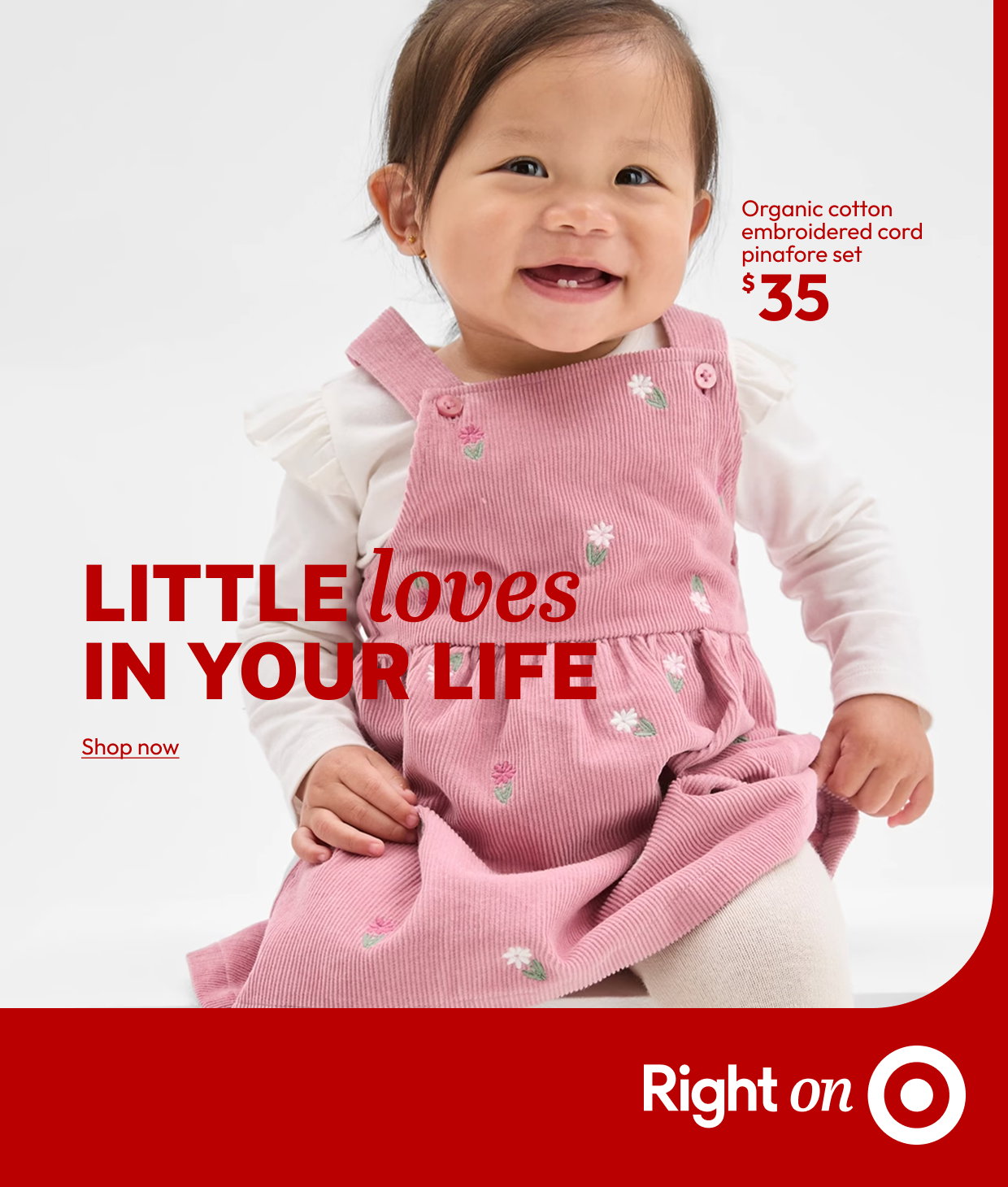 Organic cotton embroidered cord pinafore set