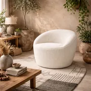 Cobh White Bouclé Round Armchair