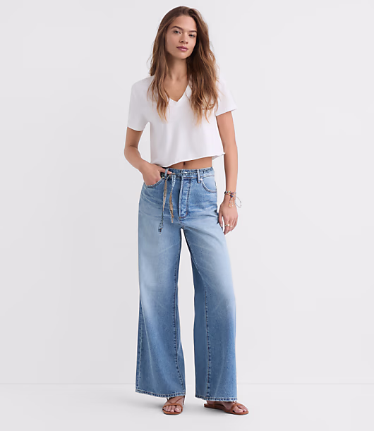 Rivete High Rise Relaxed Wide Leg Jeans in Light Wash