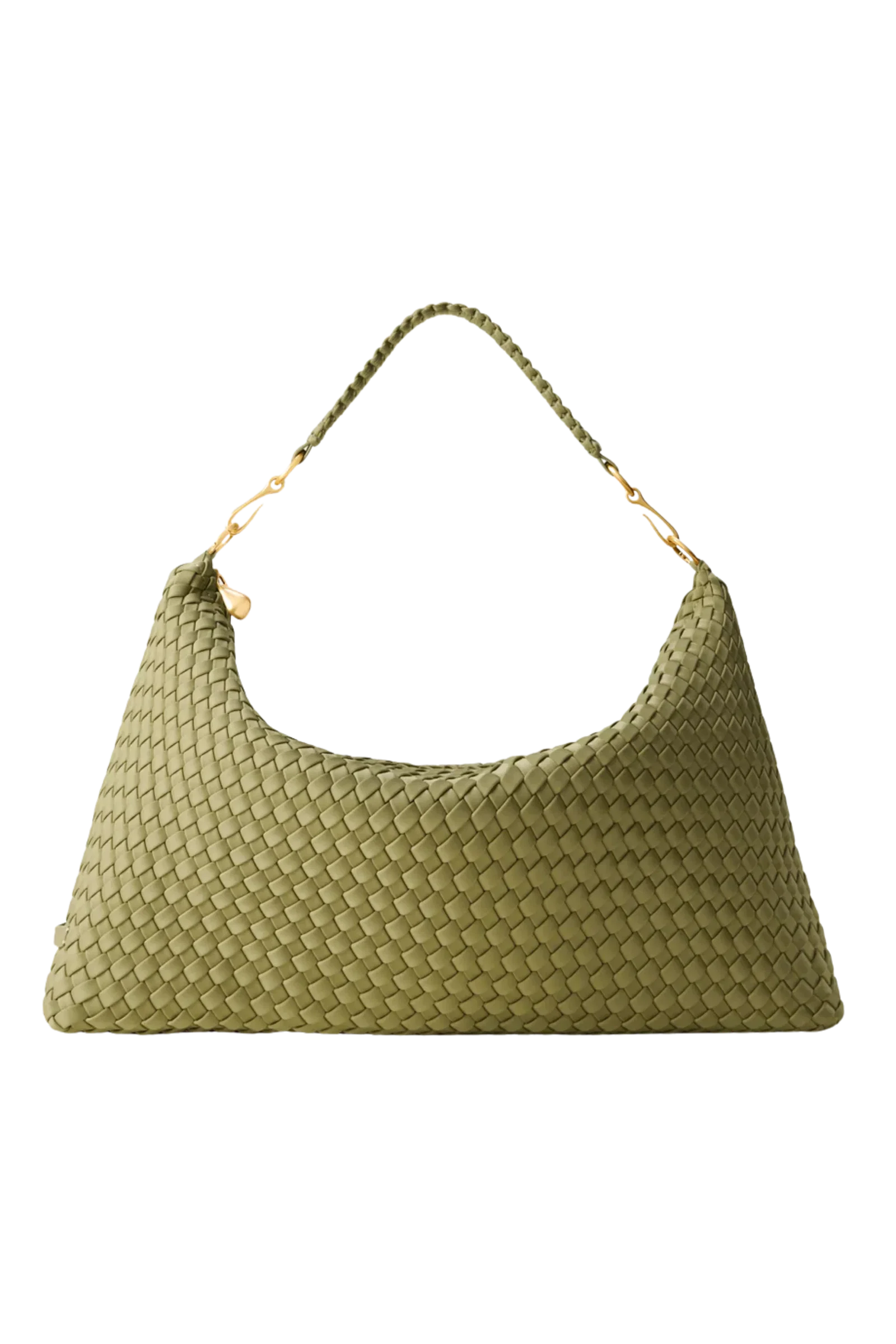 Image of Naghedi Porto Medium Half-Moon Bag, Bottle Green