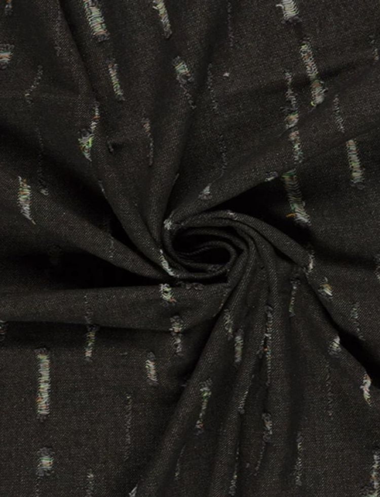Deadstock Distressed Cotton Denim Fabric Black
