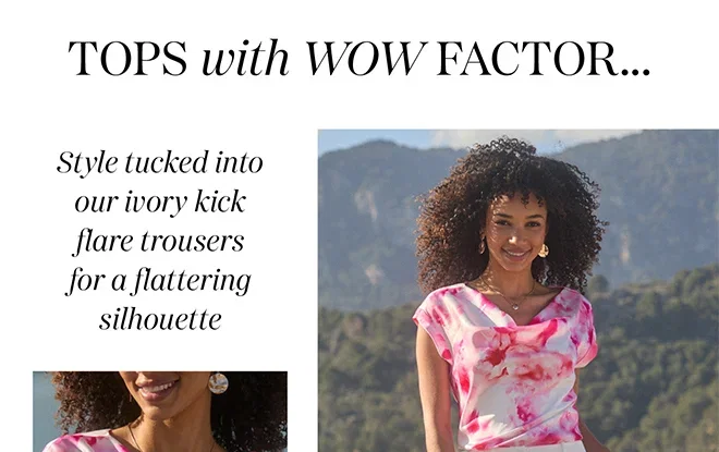 Pink & White Floral Print Cowl Neck Top