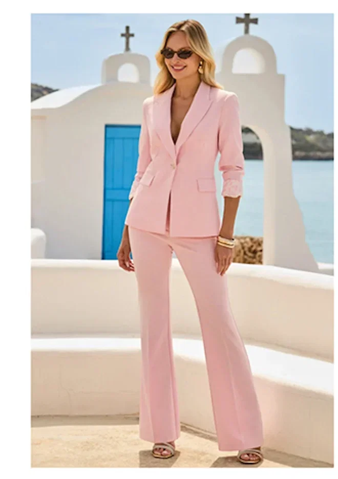 Pale Pink Kick Flare Trousers