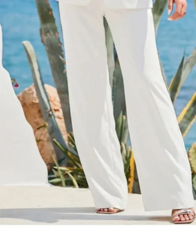 Ivory Fluid Wide Leg Trousers
