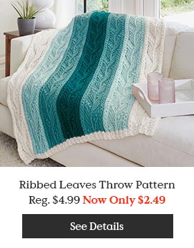 Ribbed Leaves Throw Pattern