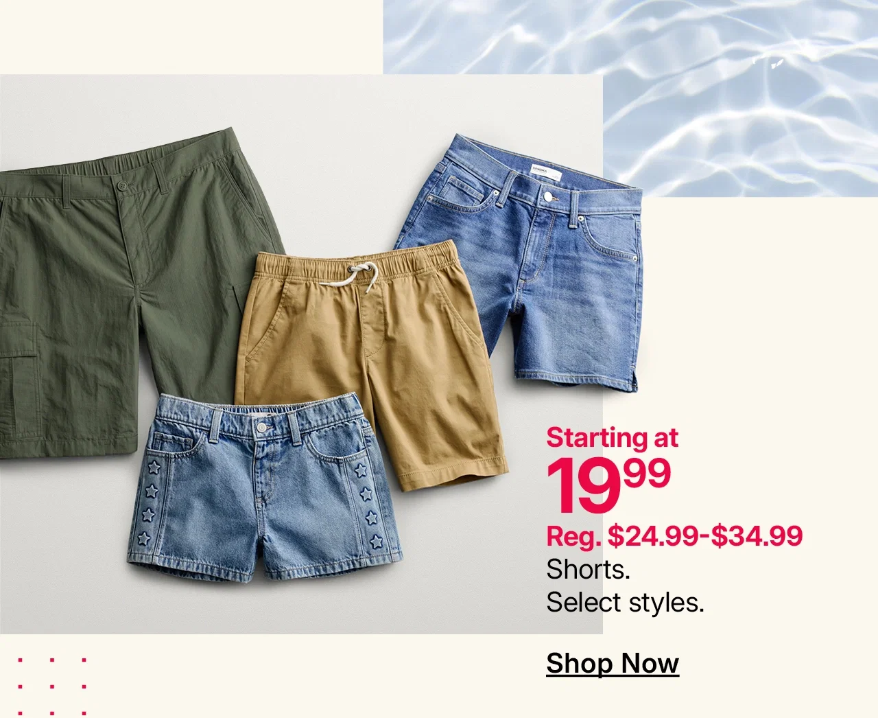 starting at $19.99 shorts