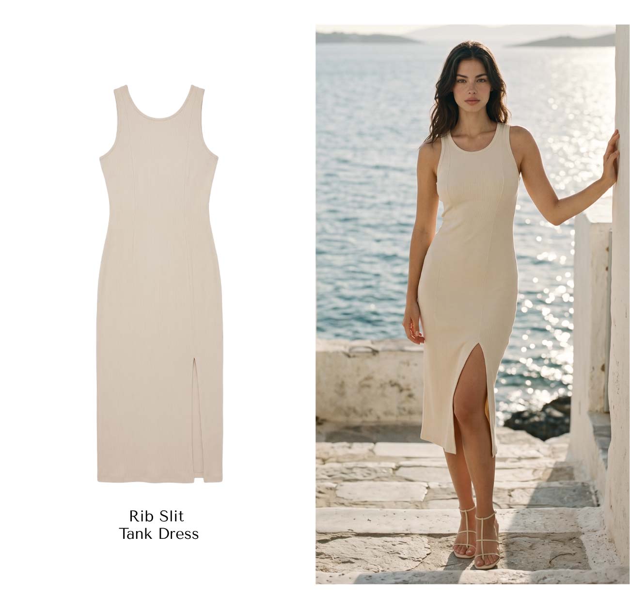 Rib Slit Tank Dress