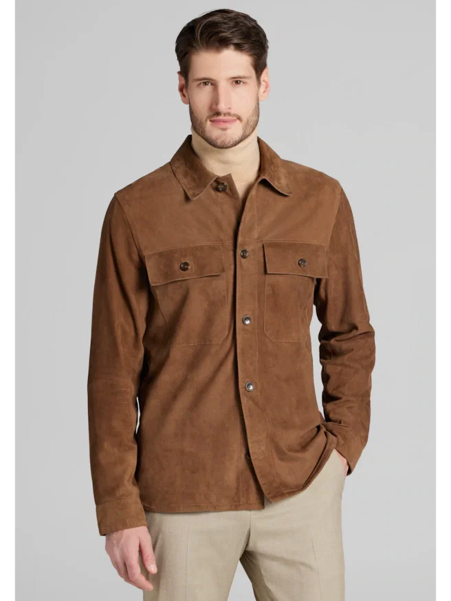 Reserve Collection Tailored Fit Suede Shirt Jacket