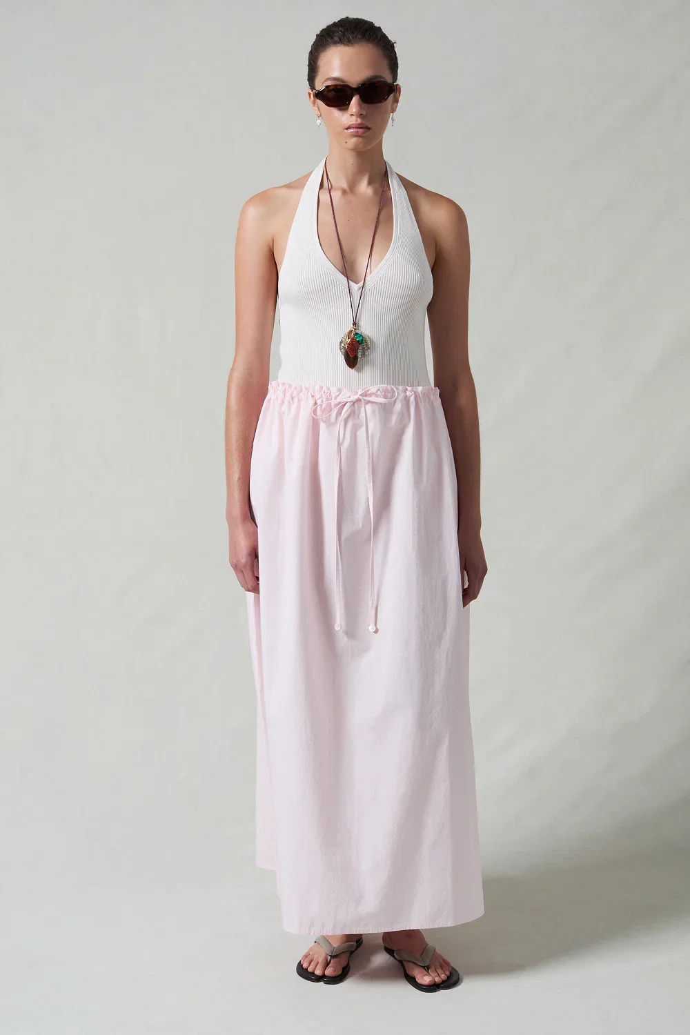 Image of Poplin Column Skirt Rose Water