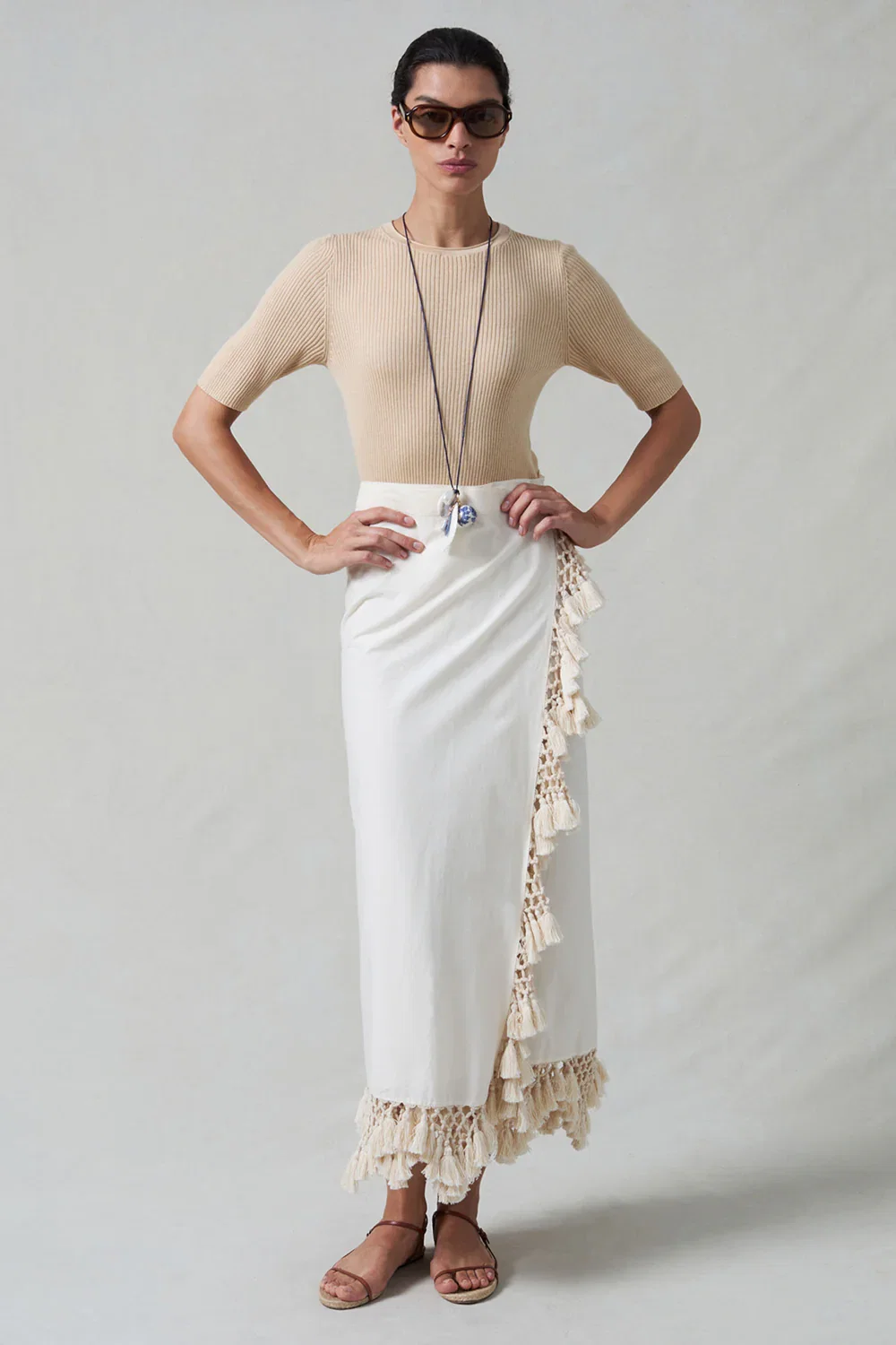 Image of Capri Crocheted Wrap Skirt Natural