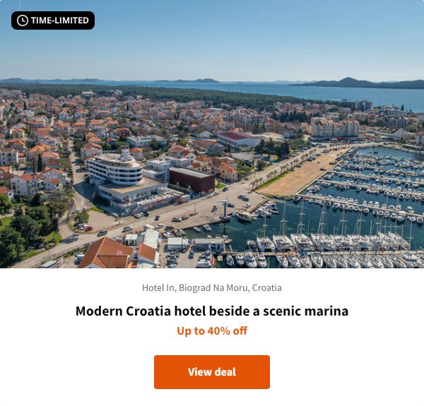 Modern Croatia hotel beside a scenic marina