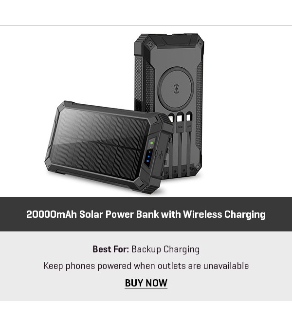20000mAh Solar Power Bank with Wireless Charging