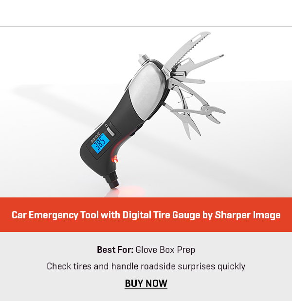 Car Emergency Tool with Digital Tire Gauge by Sharper Image
