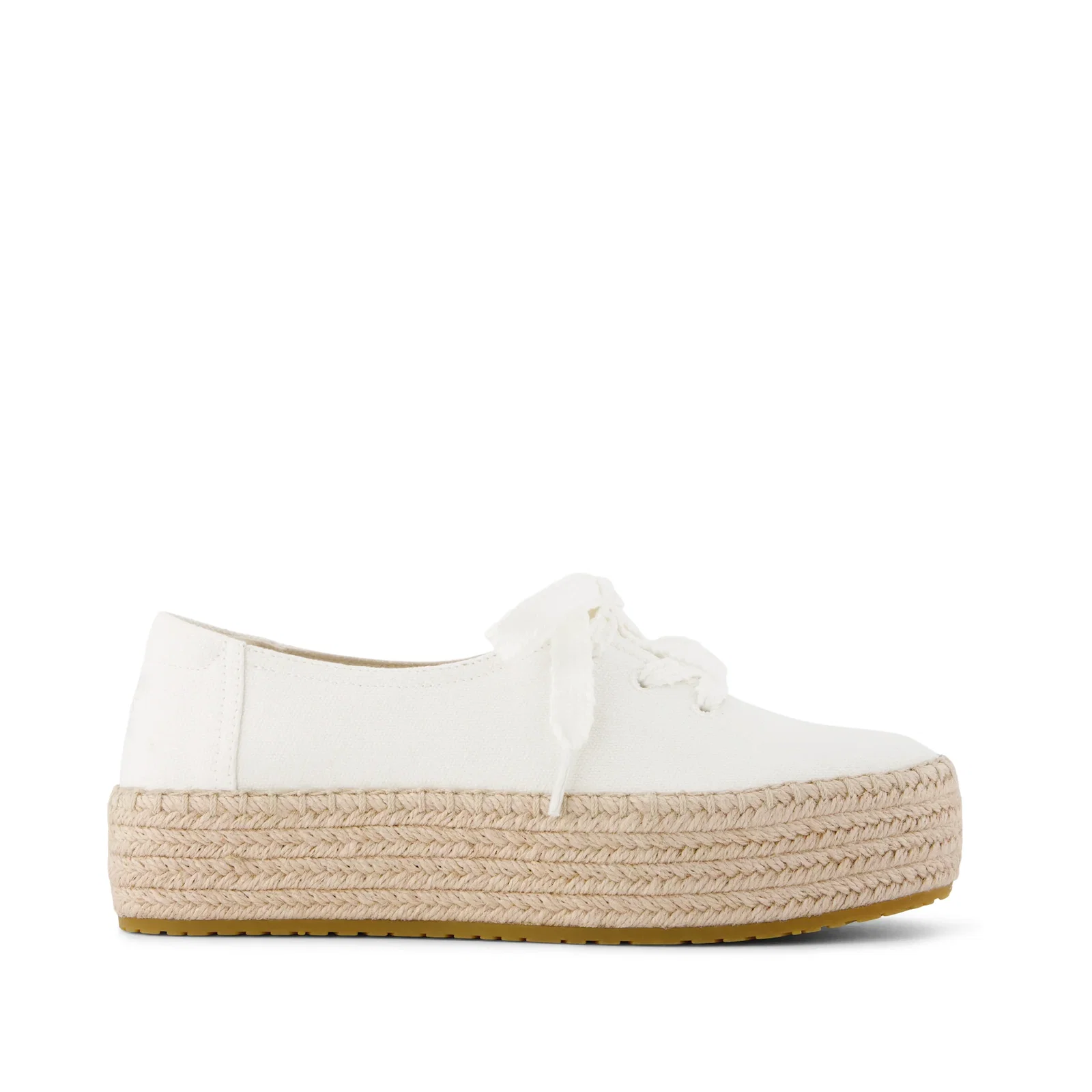 Image of Womens Valencia Lace-Up Platform Espadrille White Canvas