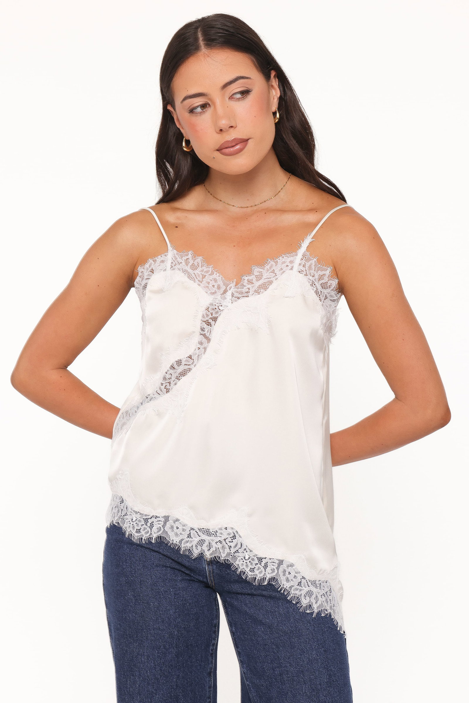 Image of Avere Lace Asymmetrical Cami - Cream