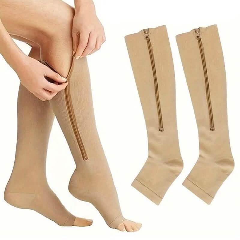Image of 2-Pairs: Women's Open Toe Sports Compression Socks