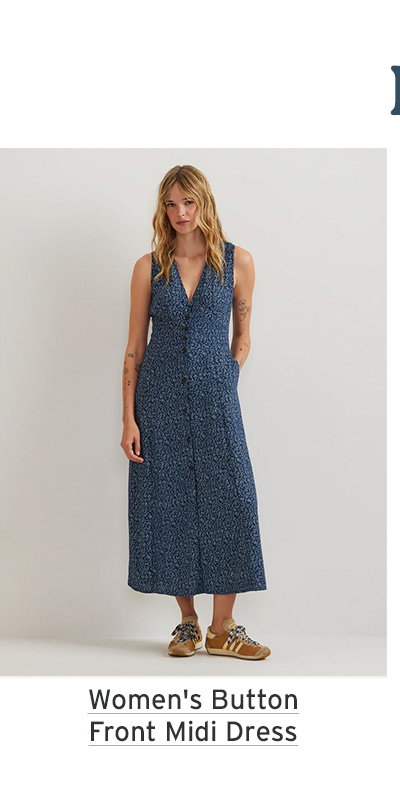 Women's Button Front Midi Dress