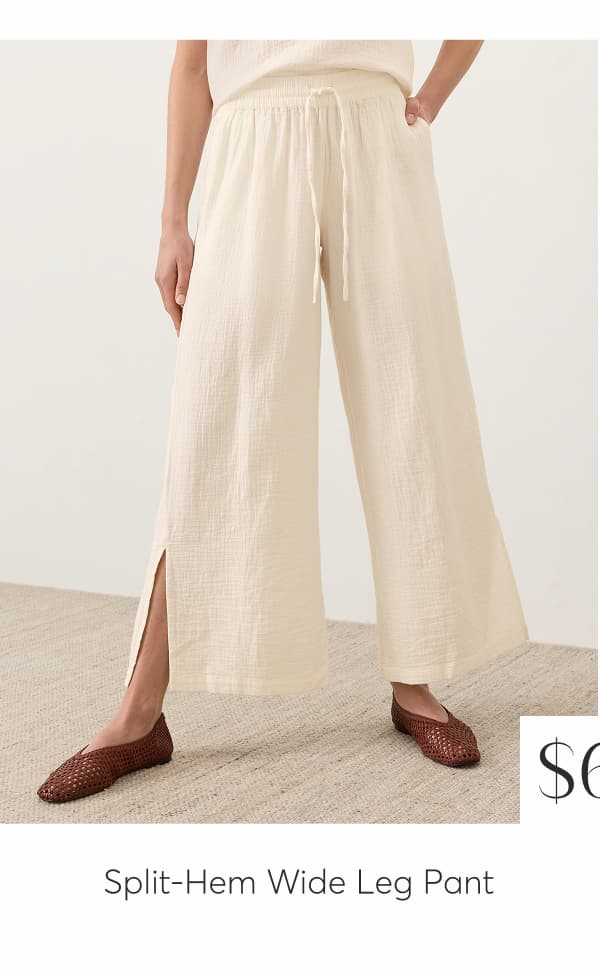 Split-Herm Wide Leg Pant