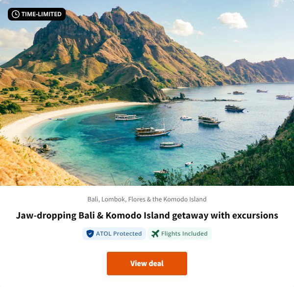 Jaw-dropping Bali & Komodo Island getaway with excursions