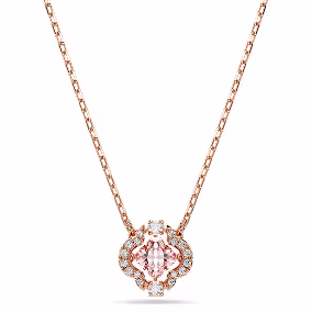 Collana Una, Quadrifoglio, Rosa, Placcato color oro rosa