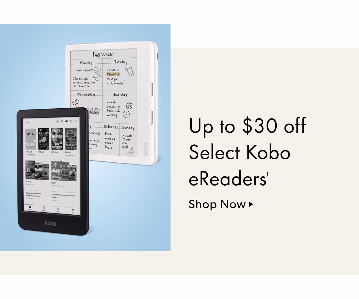 Up to $30 off Select Kobo eReaders