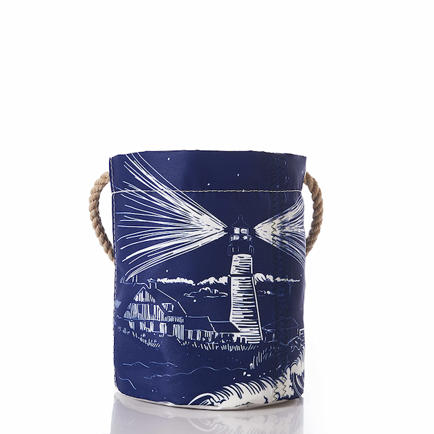 Maine Fishing Village Lighthouse Beacon Bucket Bag