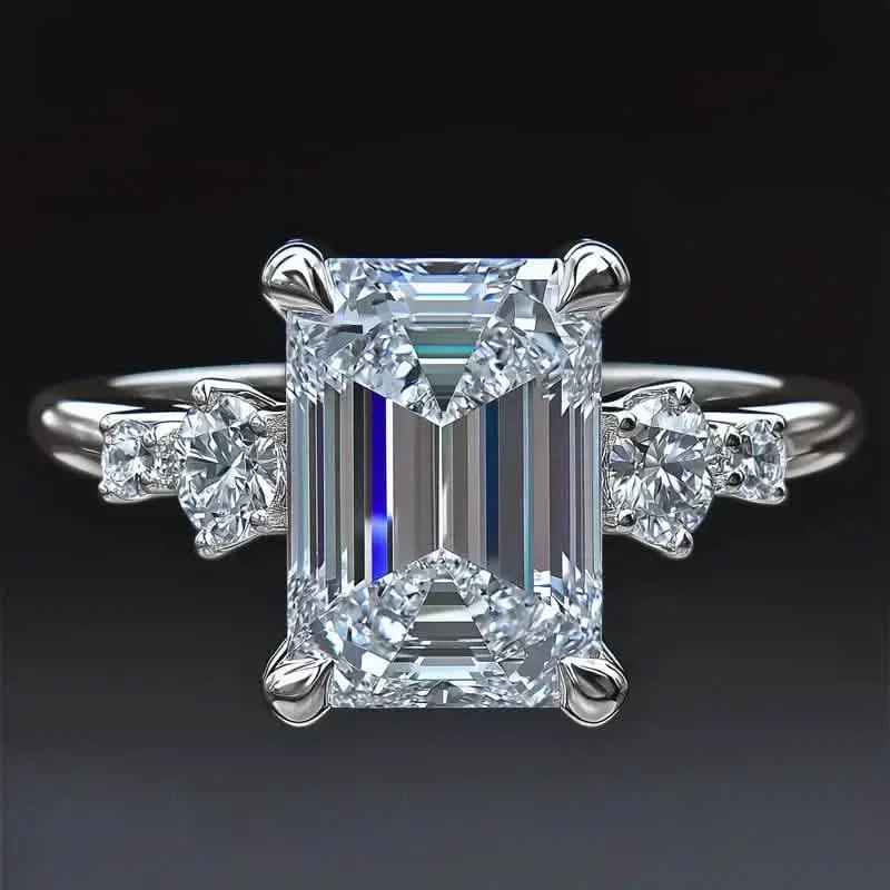 Image of Elegant Princess Cut Cubic Zirconia Engagement Ring