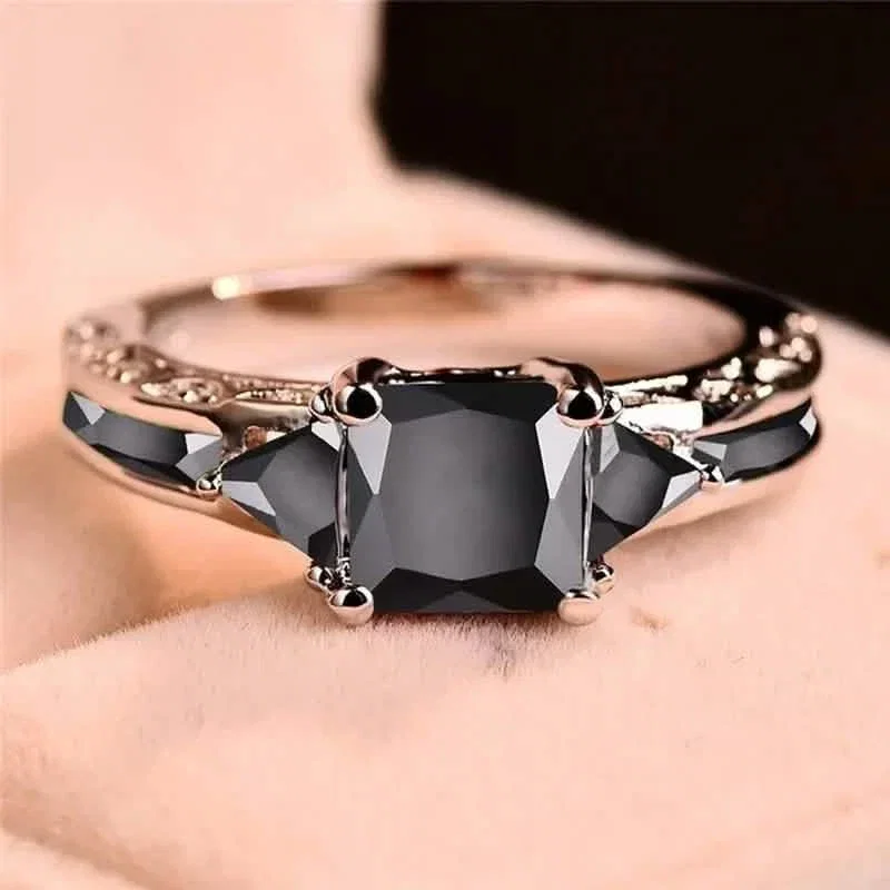 Image of Silver Elegant Black Zirconia Eternity Ring