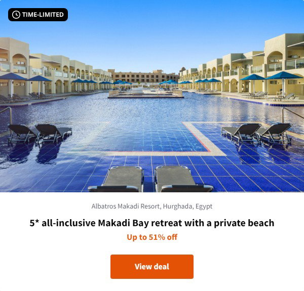 5* all-inclusive Makadi Bay retreat with a private beach
