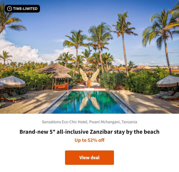 Brand-new 5* all-inclusive Zanzibar stay by the beach