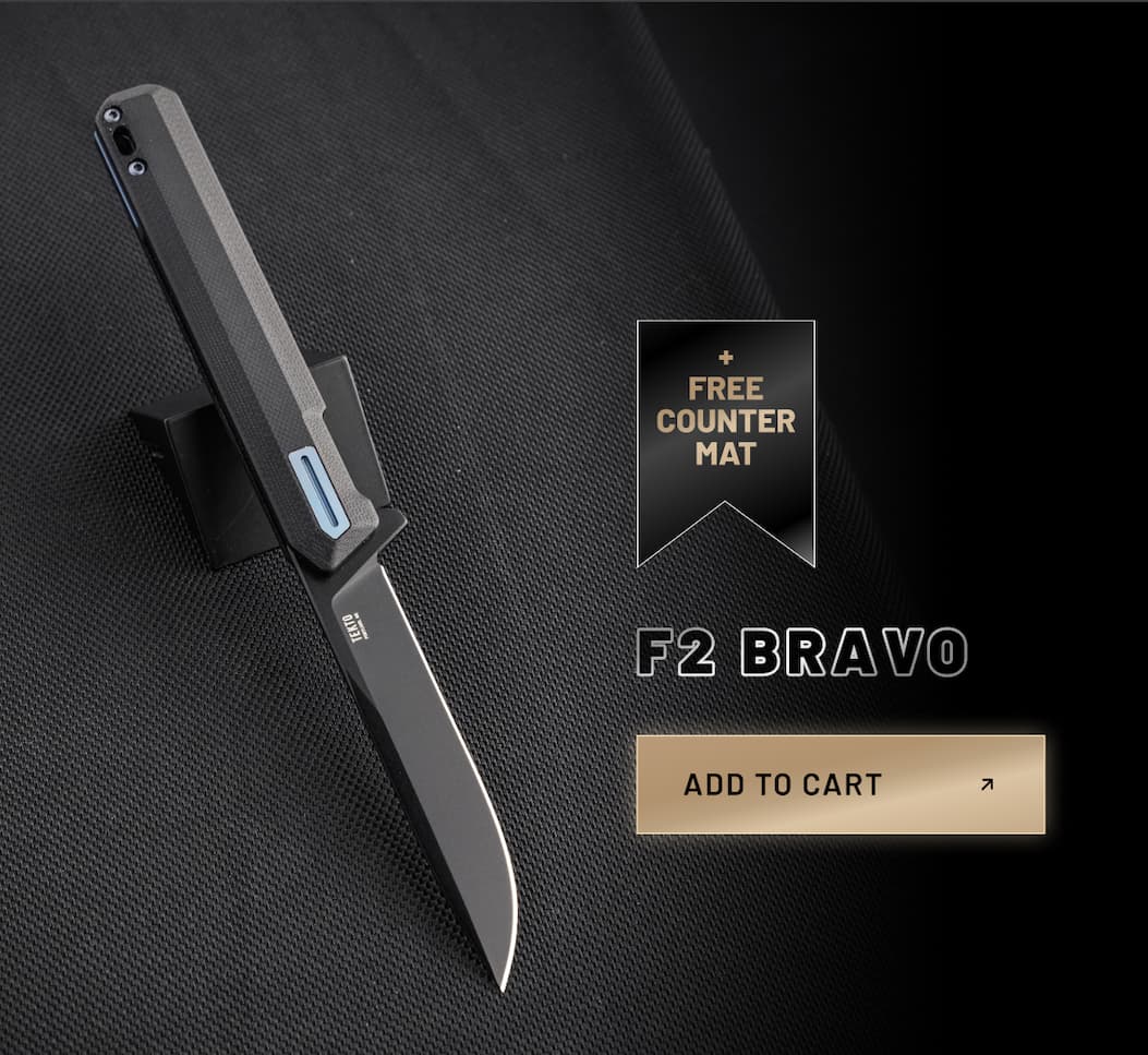 Tekto F2 Bravo folding knife with drop point blade and slim handle design
