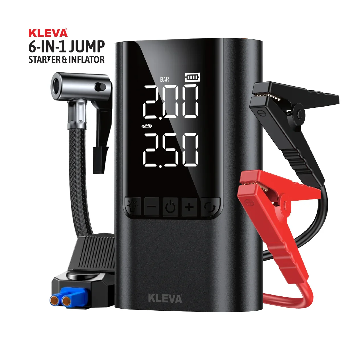 Image of Kleva 6-in-1 Car Jump Starter & Air Compressor 6000mAh Power Bank