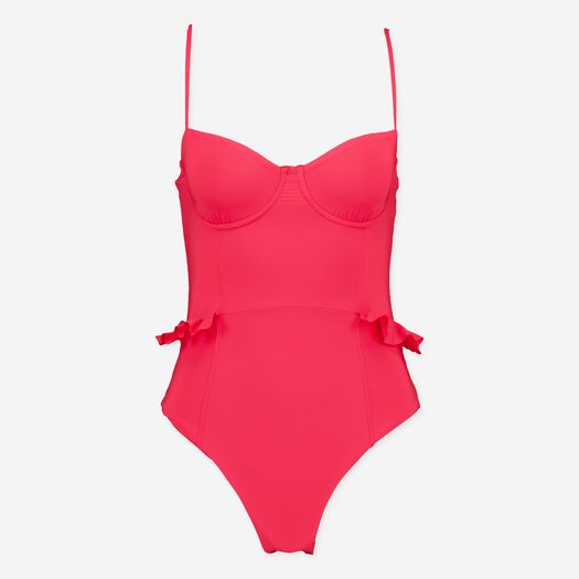 Pink Side Ruffle One Piece Swimsuit