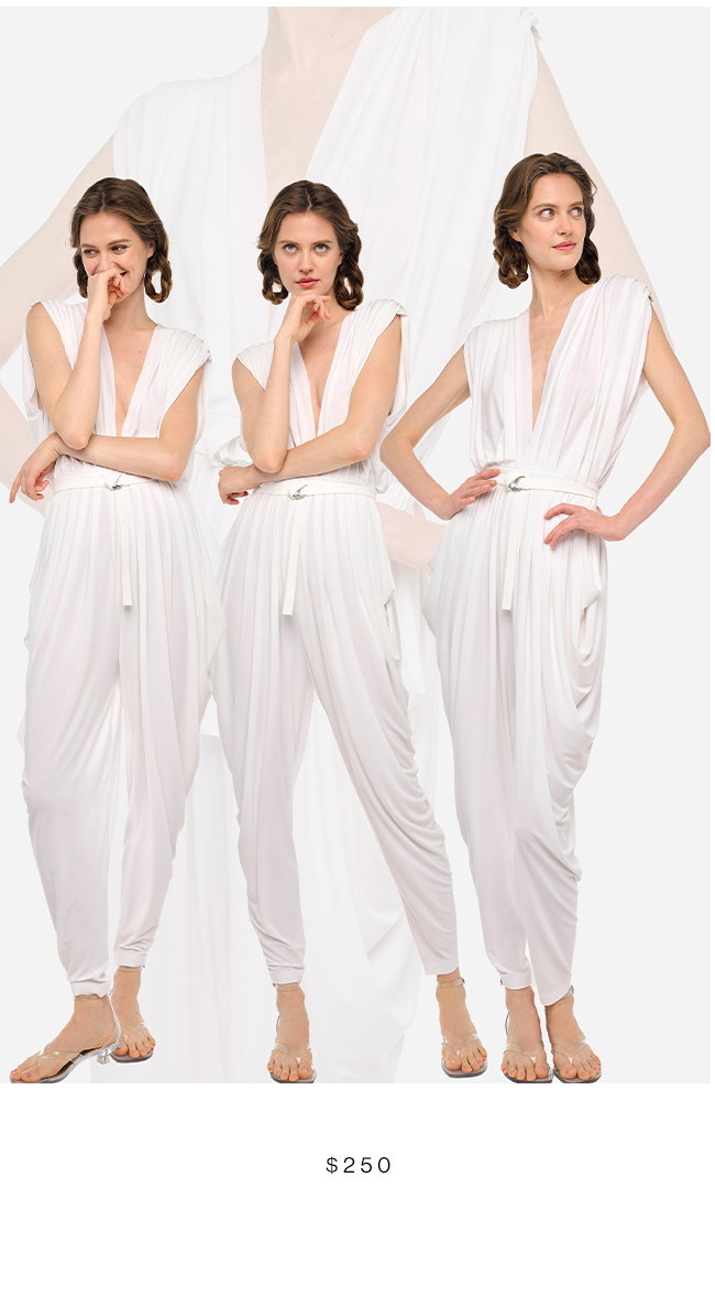 SQUARE SLEEVE WATERFALL JUMPSUIT