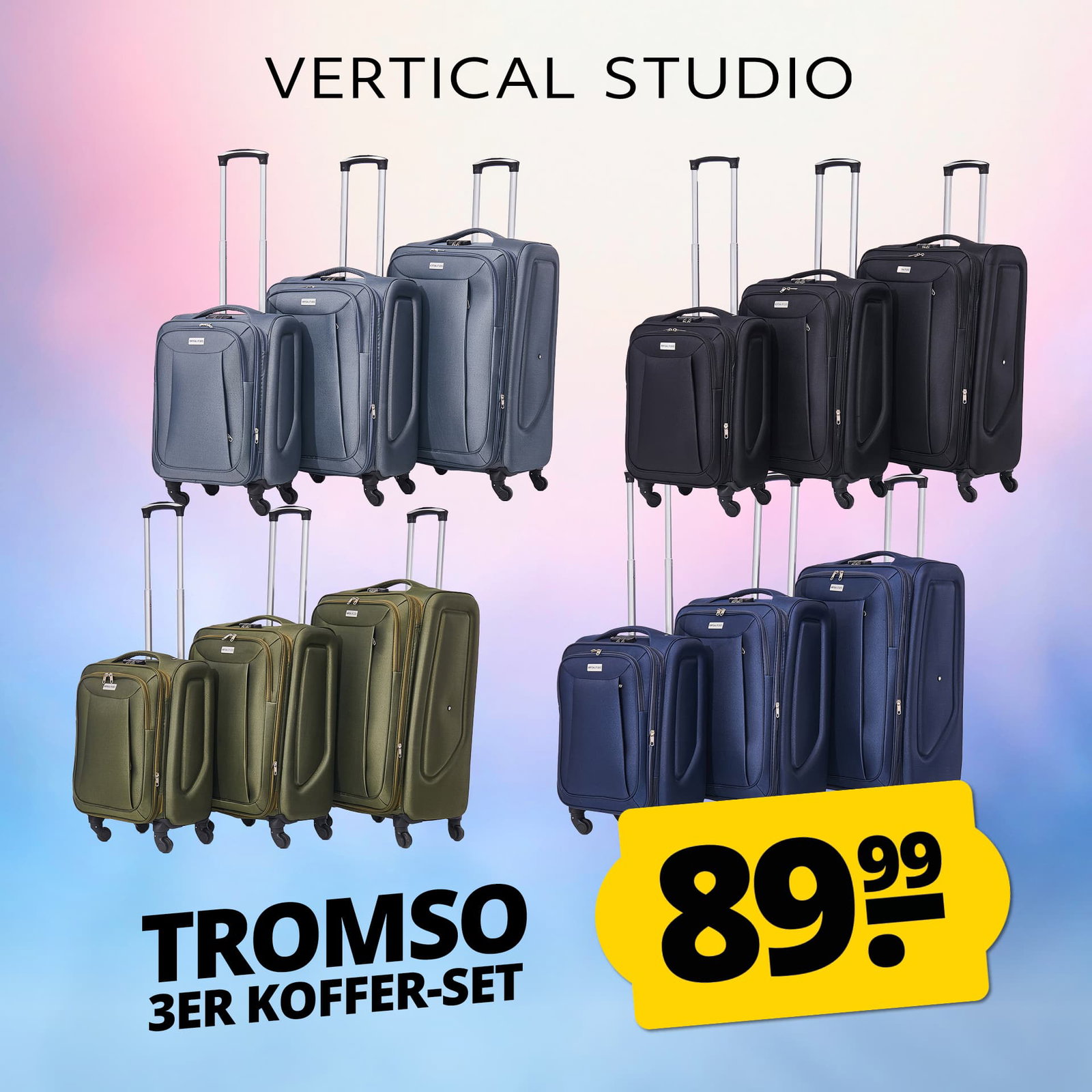 VERTICAL STUDIO "Tromso" 20" 24" 28" Stoffkoffer 3er-Set grün