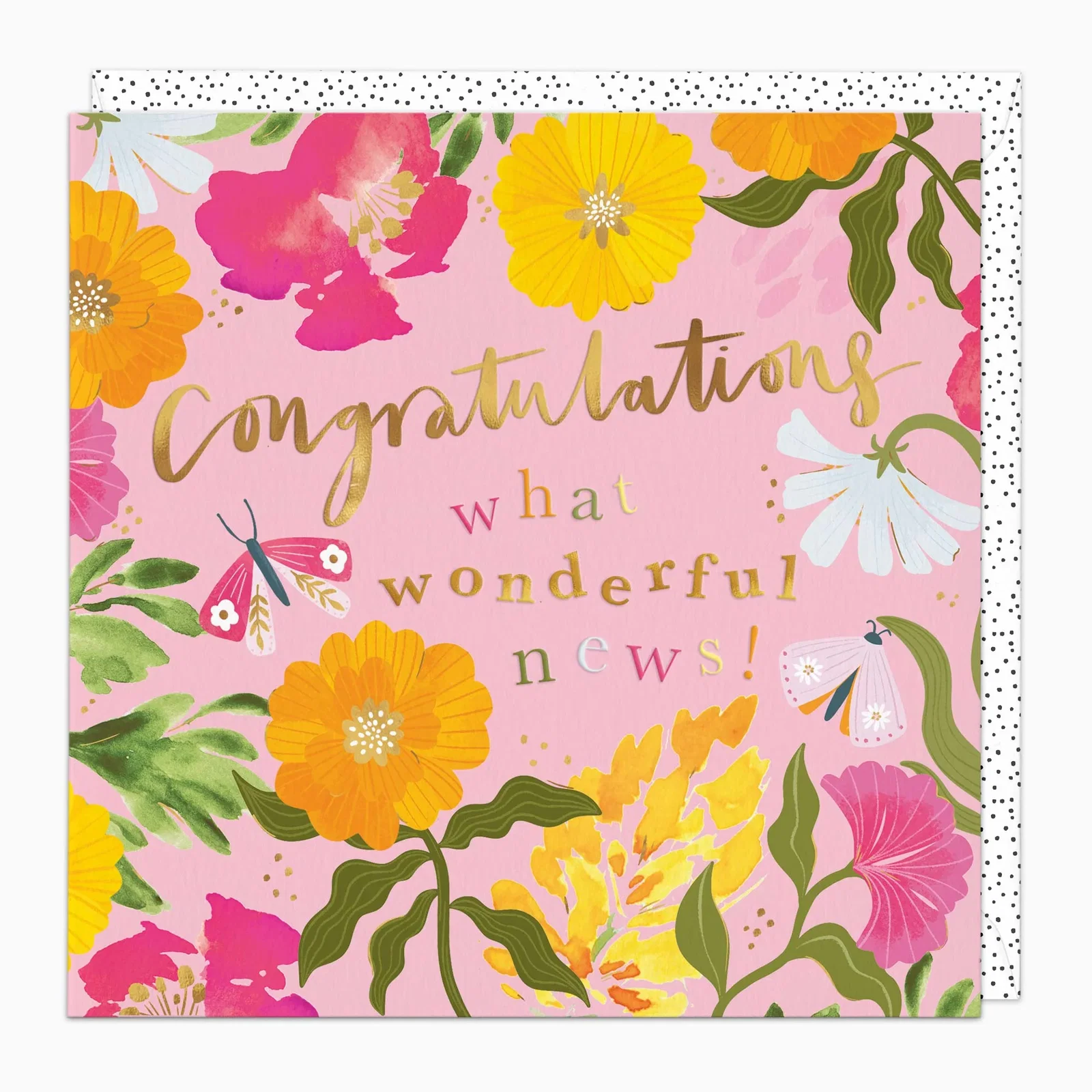 Image of H425 - Pink Floral Congratulations Card