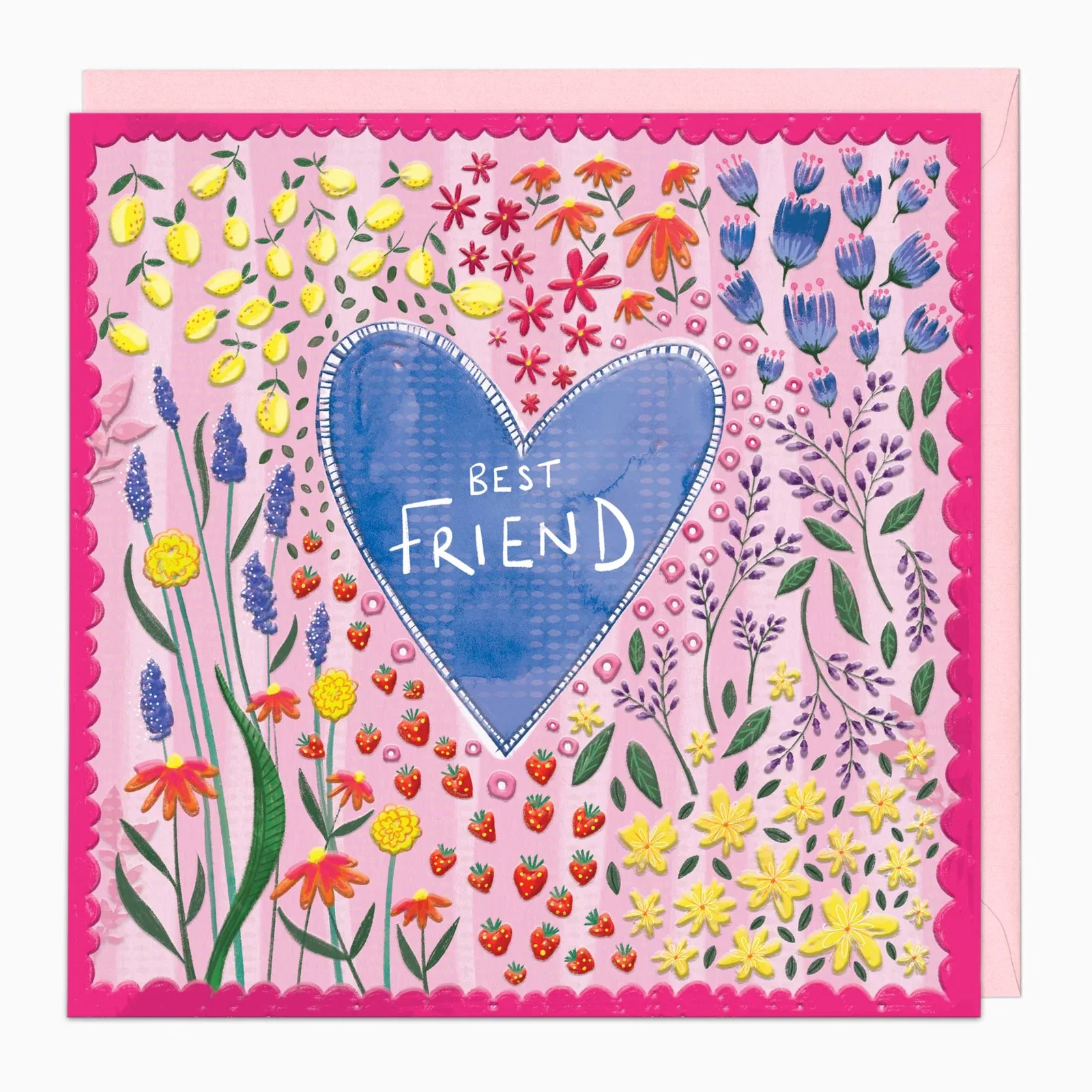 Image of H395 - Gingham Floral Best Friend Card