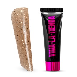Polygel Viva La Tienda Crystal 01 - Blush Comet - 15ml – rezistență ridicată, flexibilitate optimă, polimerizare rapidă, control fin, nu curge, strălucire 3D discretă pentru french și babyboomer   potrivit pentru cliente care preferă un look rafinat