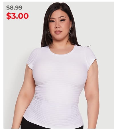 Shop Plus Size Textured Knit Side Ruched Short Sleeve Top