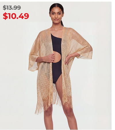 Shop Lurex Fringe Hem Swim Cover Up
