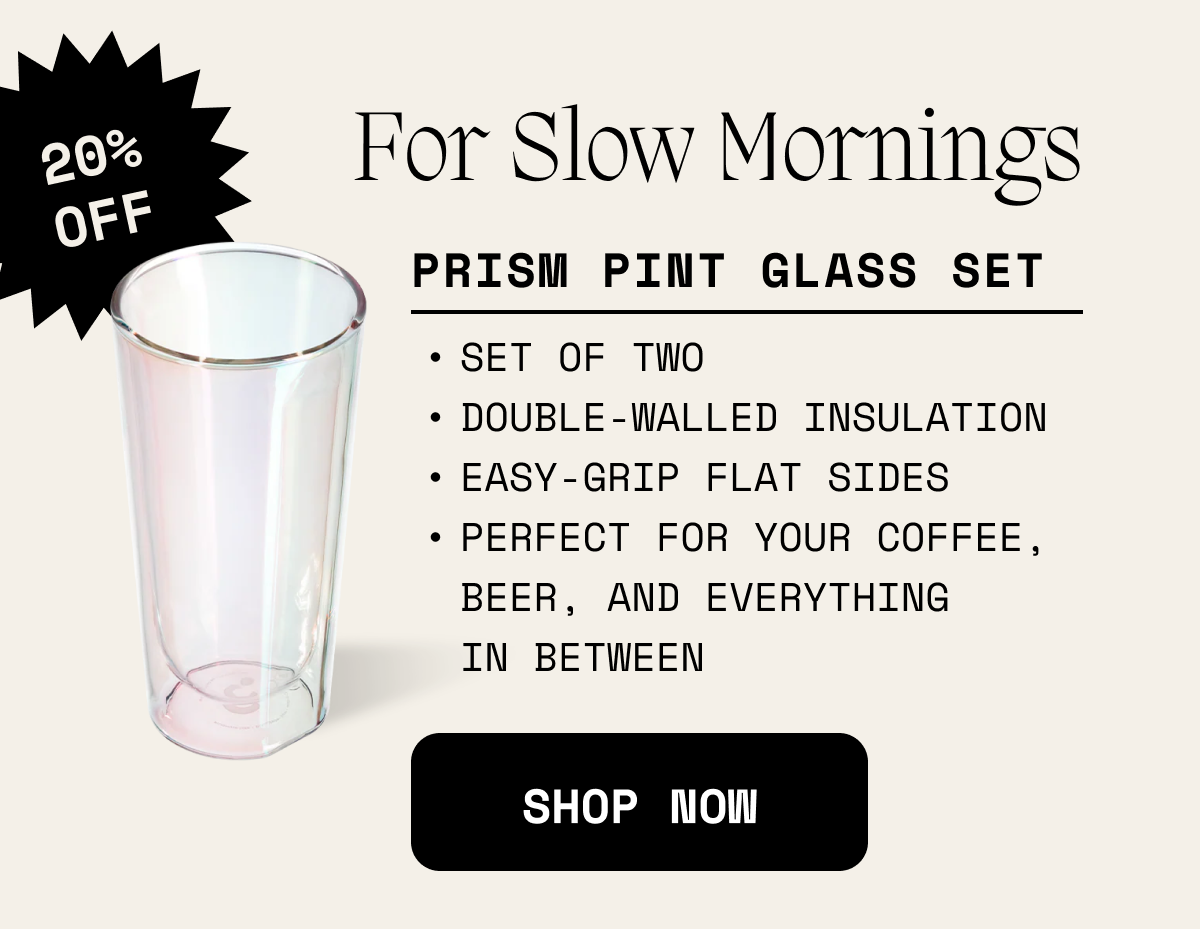Shop Pint Glass Set - perfect for iced coffee or a cold beer 