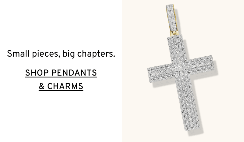Diamond cross pendant. Small pieces, big chapters. Click to Shop Pendants and Charms