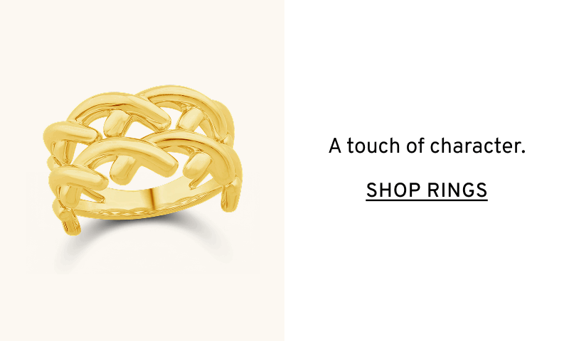 Gold criss cross statement ring. A touch of character. Click to Shop Rings