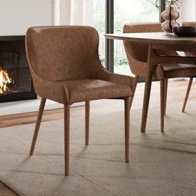 Montreal Set of 2 Fully Upholstered Dining Chairs, Faux Leather