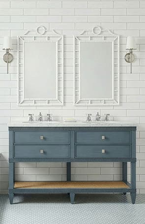 Sienna 2-Drawer Vanity in Blue with Marble Top