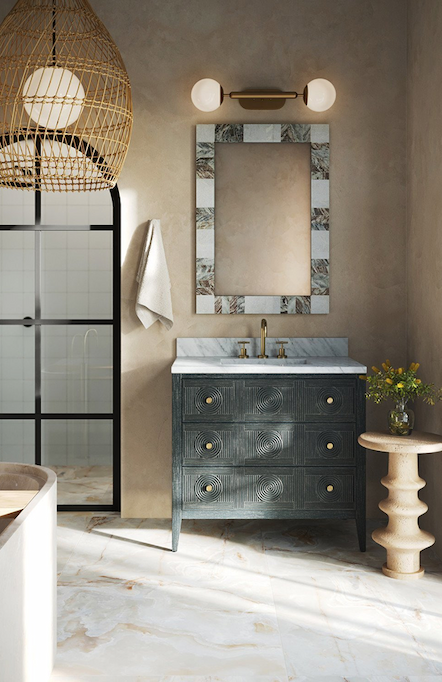 Santos Navy Vanity with Etched Details 