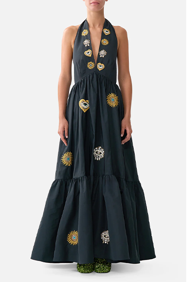 RUFFLE HEM HALTER DRESS | AMULETS AND ALCHEMY