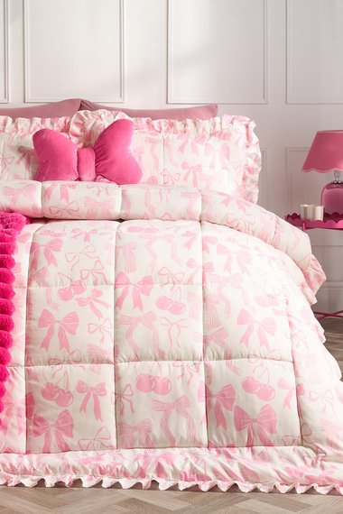 Bows Frill Edge Coverless 7.5 Tog Duvet Set with Pillowcase